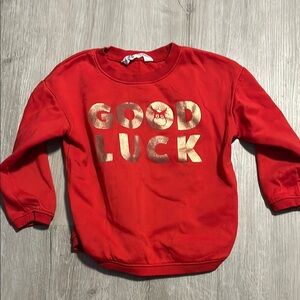 4/$30 H&M Kids Red 'Good Luck' Sweatshirt 3-4